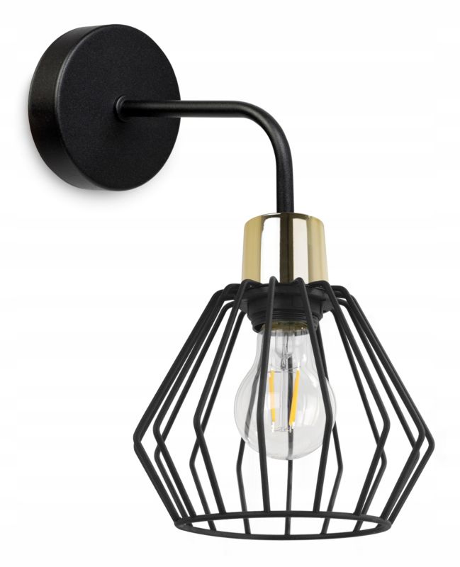 Lampa ścienna kinkiet Light Home LH Nuvola 1x E27 60W długi czarny/złoty 1szt.