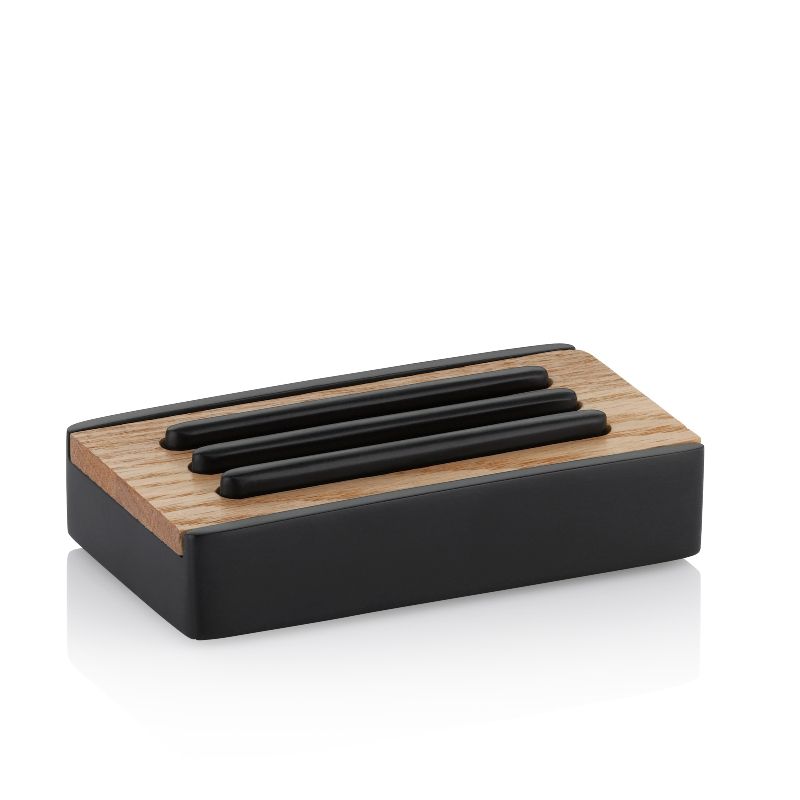 Mydelniczka stojąca Kela Cube czarny/dębowy 12x7 cm 1 szt.