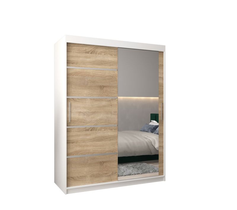 Szafa przesuwna Garderoba Abiks Verona 2 150 biały + sonoma 1 szt.