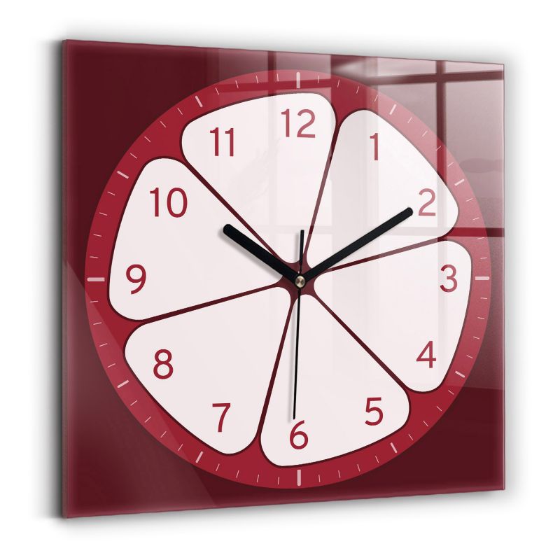 Zegar szklany czarne wskazówki Wallfluent 30x30 cm Przekrojony owoc 1 szt.