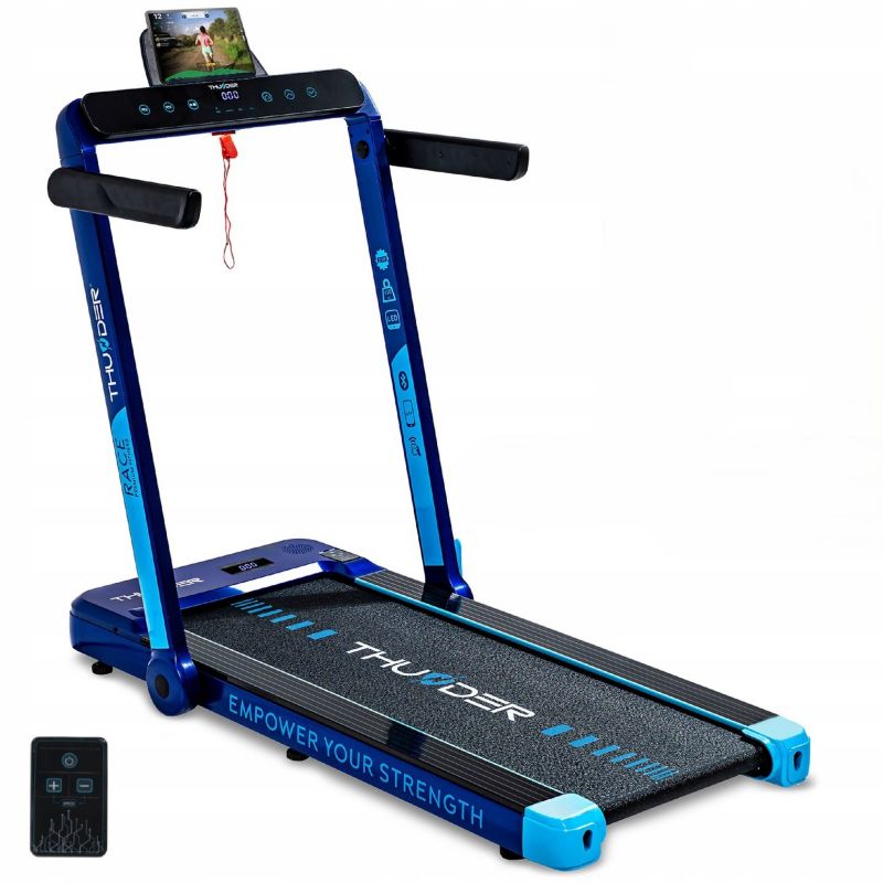 Bieżnia elektryczna THUNDER RACE-BLUE 14 km/h pod biurko składana 2w1 Bluetooth LED 130 kg 1szt.
