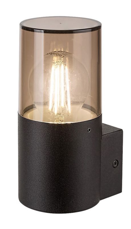 Kinkiet ścienny zewnętrzny Rabalux Teplice czarny matowy-kolor dymny 1 x E27 x 12W IP44 wym: 17 x 8 x 9,5 cm - 1 szt.