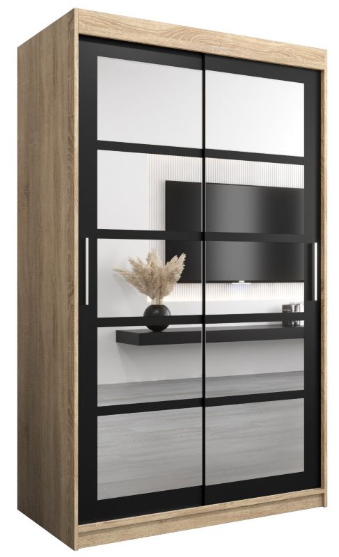 Szafa przesuwna Abiks ROMA 2 120 sonoma + czarny mat 1 szt.