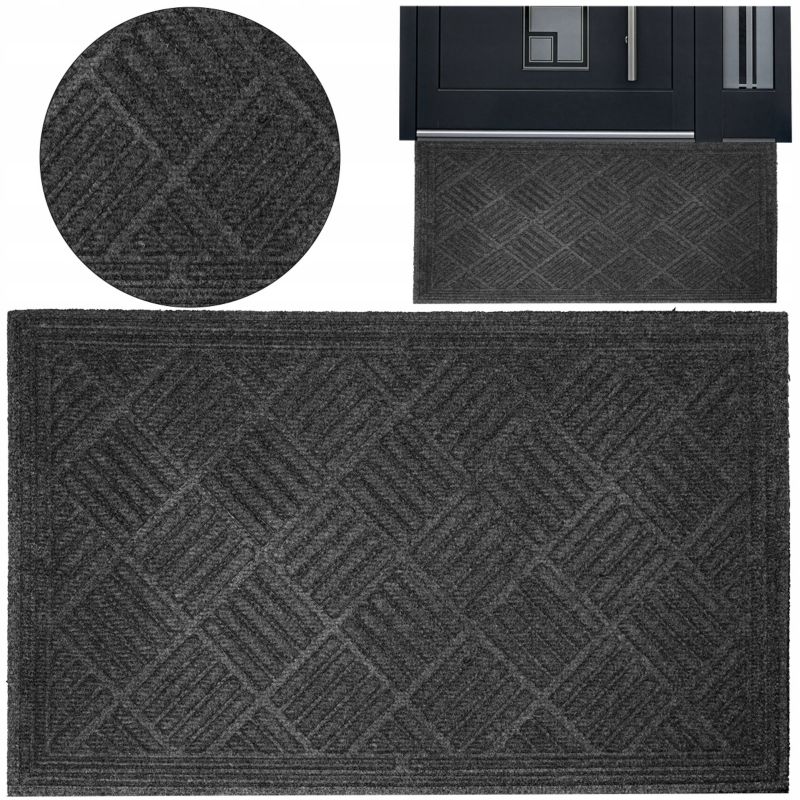 Wycieraczka Deco4Home Kiri gruba pod drzwi 60 x 90 cm szara 1 szt.