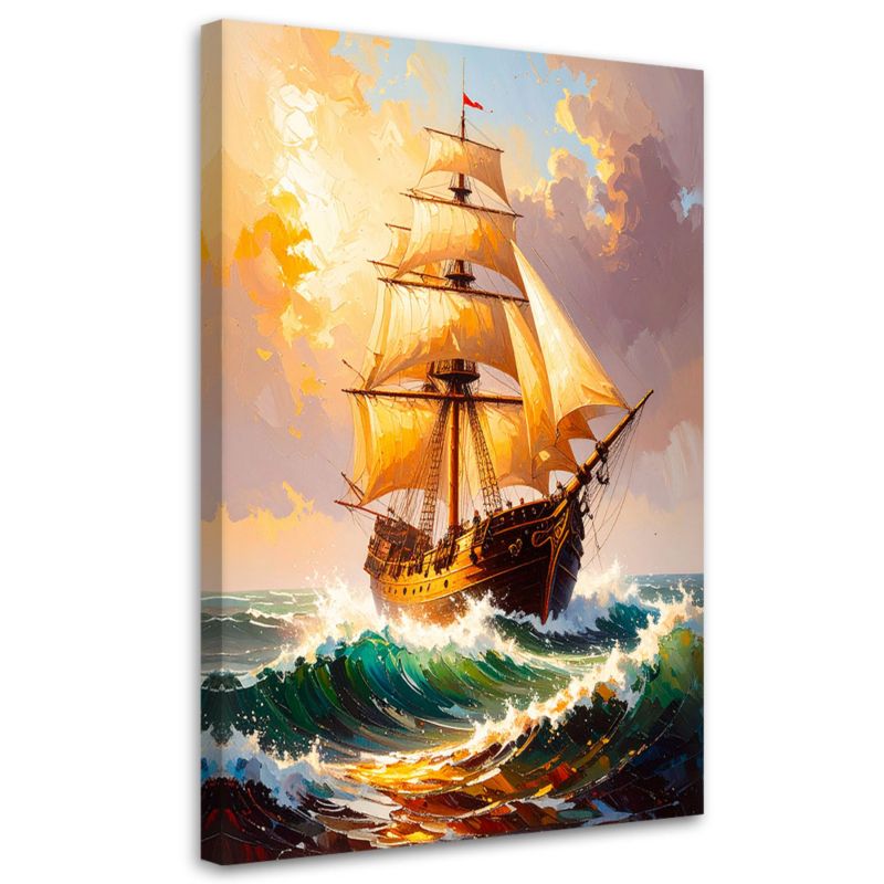 Obraz do salonu biura Feeby Żaglowiec na wzburzonym morzu 80x120cm 1szt