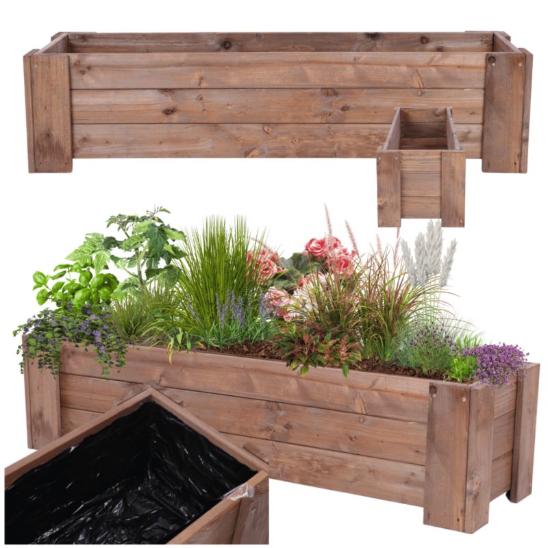 Donica drewniana balkonowa MODO24 impregnowana warzywna folia 117 cm 1 szt.