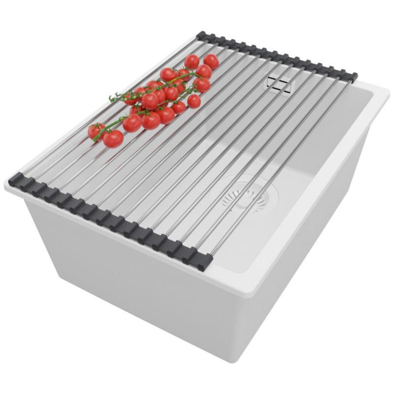 Zlewozmywak Londyn Slim PRIMAGRAN Nablatowy 36x47cm do szafki od 40cm z Syfonem i Dodatkiem Cały Biały 1 szt.