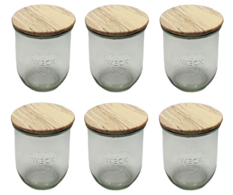 Słoiki MODO24 Weck 1062 ml fi 100 tulip drewniane wieka 6 kpl.