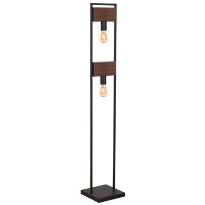 Lampa podłogowa stojąca Luminex Hard czarny mat-ciemne drewno drewniana 2 x E27 x 15W wym: 148 x 25 x 25 cm - 1 szt.