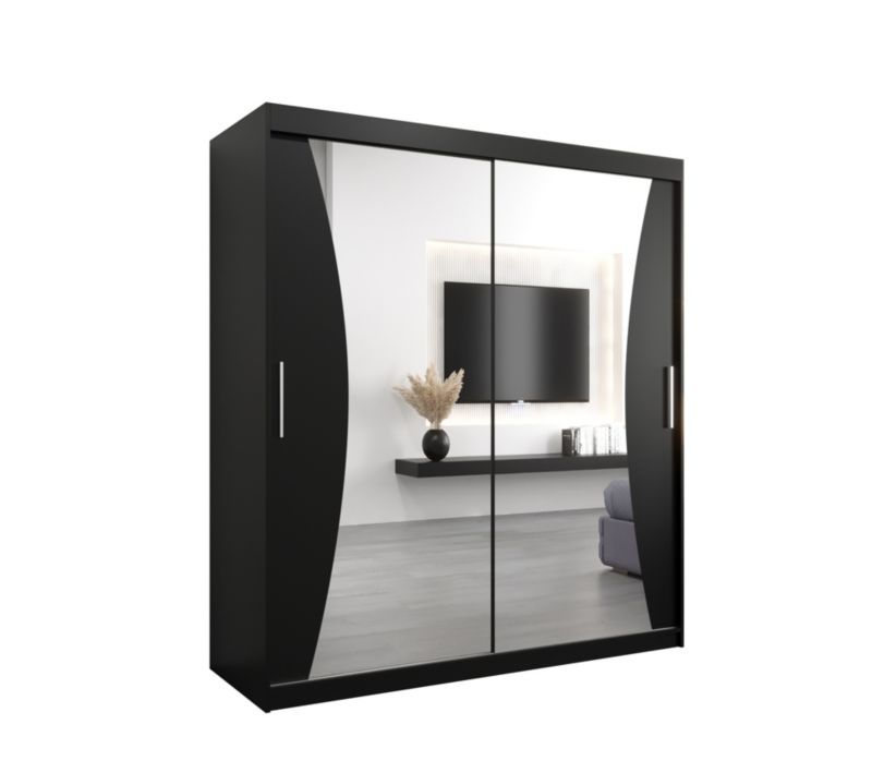 Szafa przesuwna Garderoba Abiks MONACO 180 czarny mat + czarny mat 1 szt.