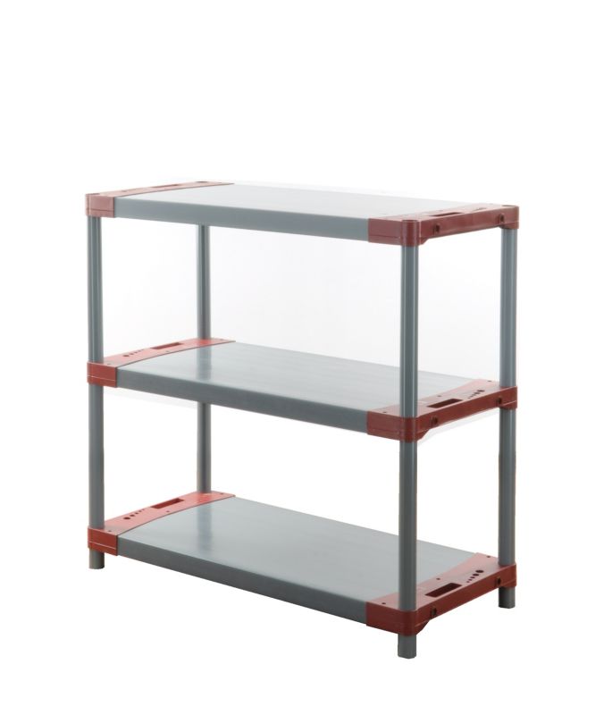 Regał plastikowy MODO24 czerwony wzmocniony do piwnicy 98x100x46 cm 97% recykling eco 1 szt.