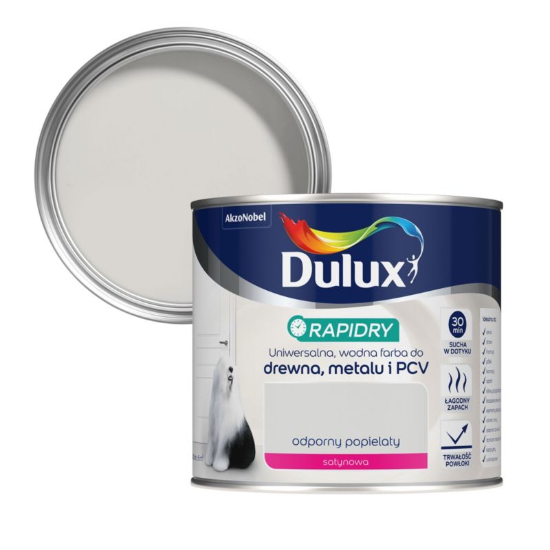 Farba uniwersalna Dulux Rapidry odporny popielaty 0,4 l