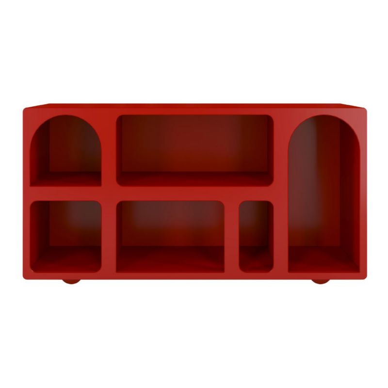 Drewniana komoda z łukami Visby OLIMPIA long bordowa 1 szt.