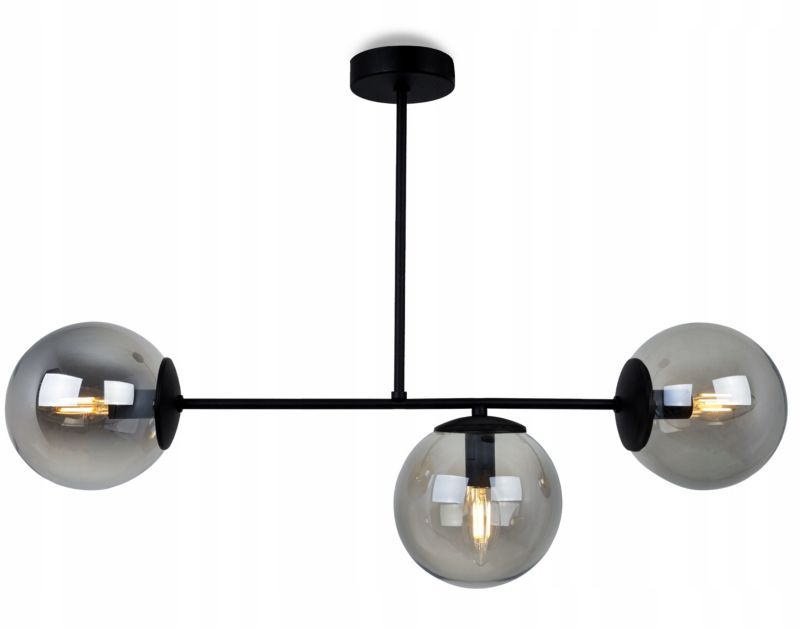 Lampa sufitowa wisząca Light Home LH Tulza 3x E14 40W klosz szary/czarny 1szt.