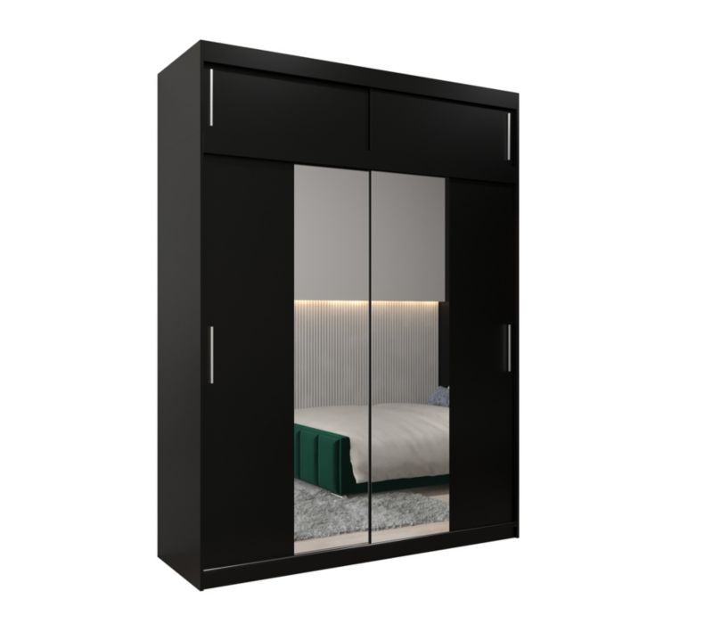 Szafa przesuwna Garderoba Abiks Tokyo 1 180 czarny + czarny z nadstawką 1 szt.