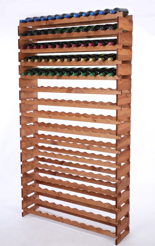 Stojak na wino MODO24 regał modułowy na butelki 16 leżni x 12 butelek montaż bez narzędzi impregnacja brązowa 1 szt.