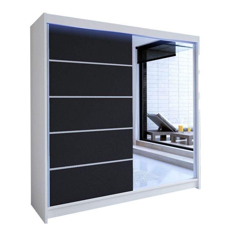 Szafa MIRJAN 24 z drzwiami przesuwnymi Talin III z oświetleniem RGB biały/czarny 1 szt.