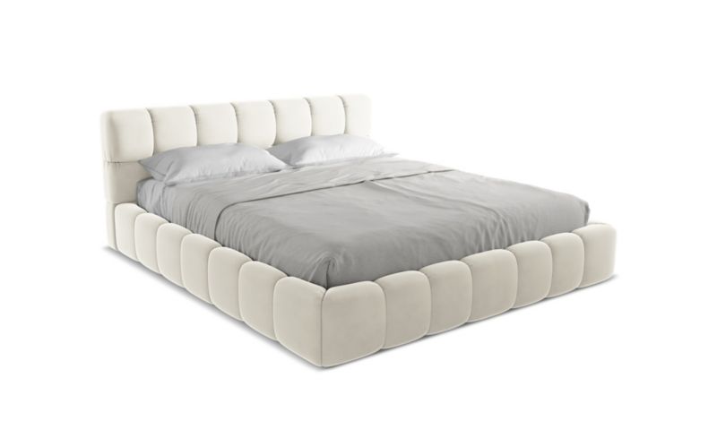 Łóżko LaMiaSofa Nalu z weluru 180x200 jasny beż 1 szt.