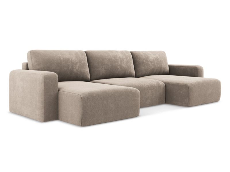 Sofa panoramiczna z funkcją spania LaMiaSofa OSTIA z tkaniny szenilowej 332x149 cm ciemny beż 1 szt.