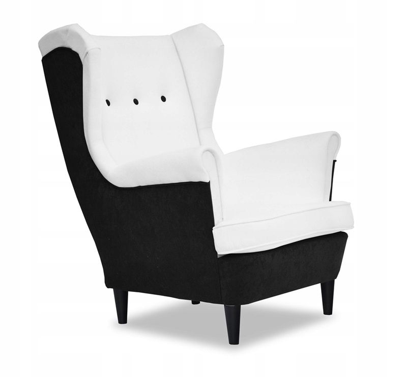 Fotel uszak do salonu Family Meble ARI DUO biało czarny 1szt