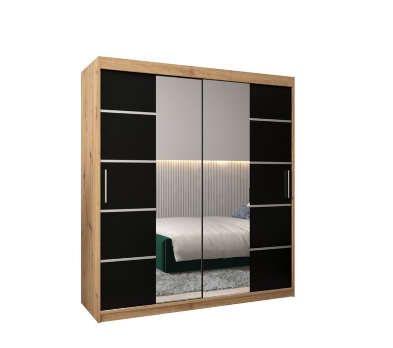 Szafa przesuwna Garderoba Abiks Verona 4 180 artisan + czarny 1 szt.