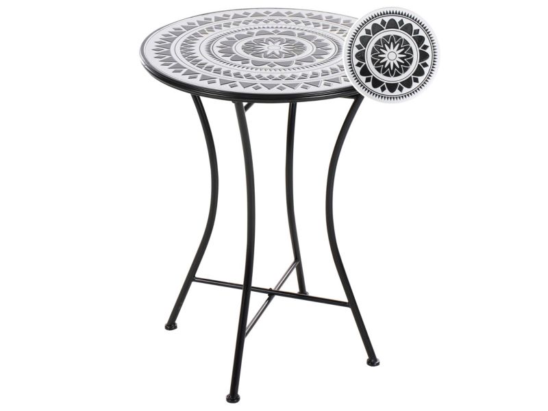 Stolik bistro Comiso 60 cm 60 cm Metal Czarny/ biały 1 szt.