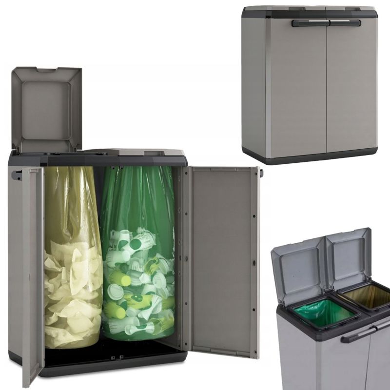 Szafka Keter Kosz na Śmieci Kis Pojemnik do Segregacji Odpady 2 Komory 110L 1 szt