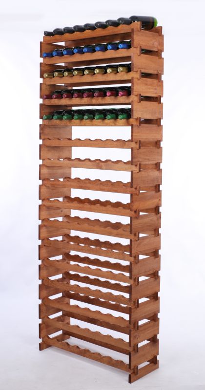 Stojak na wino MODO24 regał modułowy na butelki 16 leżni x 8 butelek montaż bez narzędzi impregnacja brązowa 1 szt.