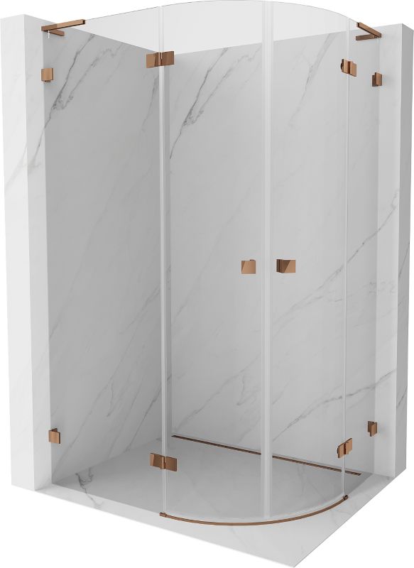 Kabina prysznicowa Mexen Lunar L półokrągła uchylna lewa 100 x 90 cm transparent różowe złoto 1 szt.