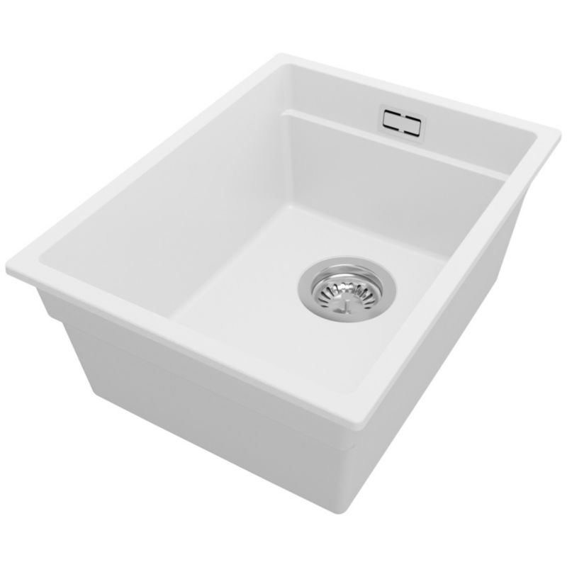 Zlewozmywak Praga Slim PRIMAGRAN Nablatowy 36x47cm do szafki od 40cm z Syfonem Biały 1 szt.