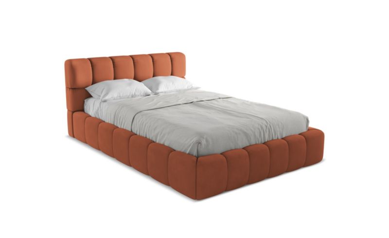 Tapicerowane łóżko z pojemnikiem LaMiaSofa Nalu Szynila 140x200 Terakota 1 szt.