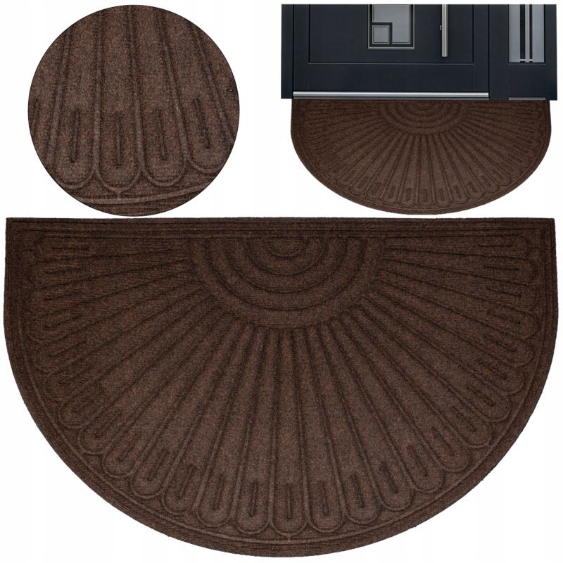 Wycieraczka półokrągła Deco4Home Kiri pod drzwi 60 x 90 cm brązowa 1 szt.