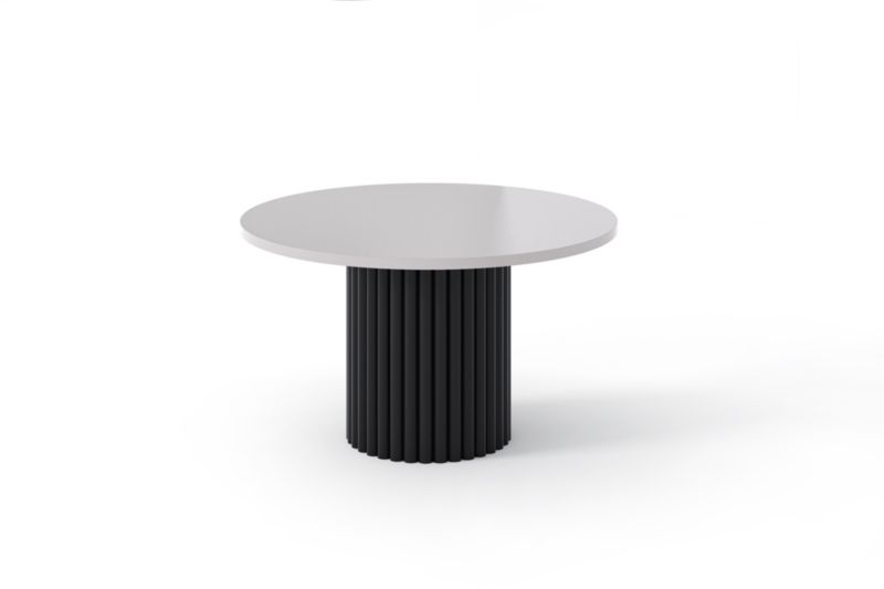 Stolik kawowy Bettso Virelo nowoczesny na czarnym stelażu z ryflowaną podstawą kaszmir 1szt.