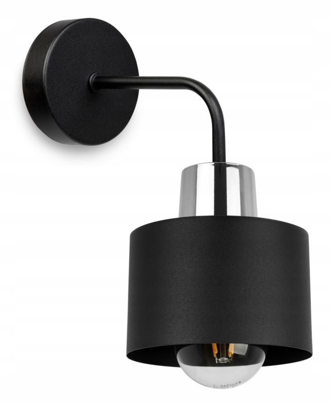 Lampa ścienna kinkiet Light Home LH Panta 1x E27 60W długi czarny/srebrny 1szt.