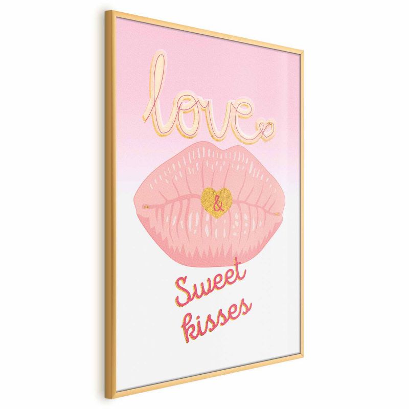 Plakat Artgeist Sweet Kisses 21x30 cm z ramą złotą 1 szt
