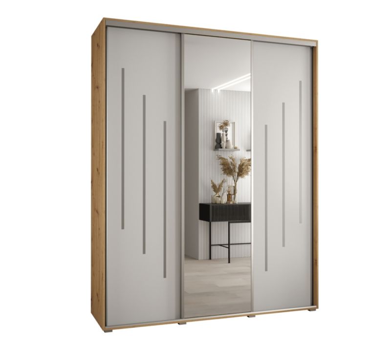 Szafa przesuwna Abiks DAVOS 9 wysoka szer.200cm gł.60cm artisan/biały/srebrny 1szt.