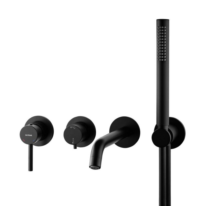 Bateria wannowo-prysznicowa Oltens Molle czarny mat 2w1 w komplecie zestaw natryskowy 1 szt.