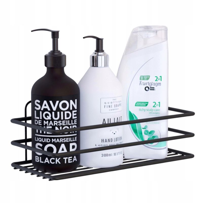 Półka łazienkowa Rodeno czarna metalowa prostokątna 1 szt.