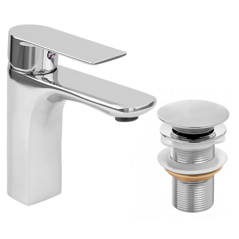 Bateria umywalkowa REMI24 - YOKA HOME w komplecie z automatycznym korkiem klik klak bez przelewu chrom - 1 szt.