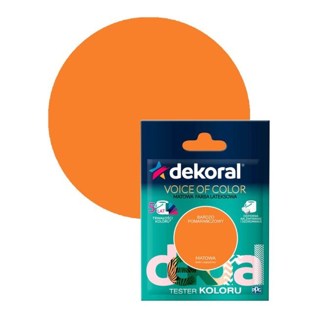 Tester farby kolorowej Dekoral Voice of Color bardzo pomarańczowy 0,05 l