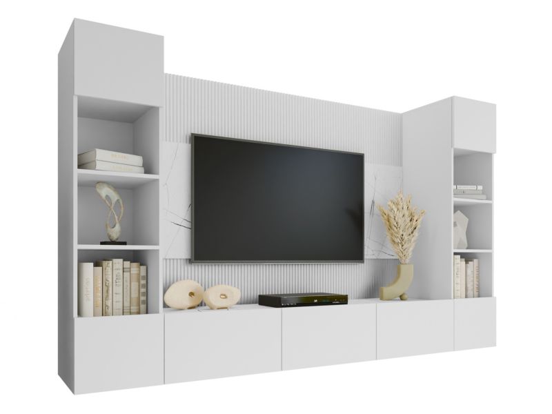 Meblościanka MIRJAN 24 Deromi I biały/biał marmur 1 kpl.