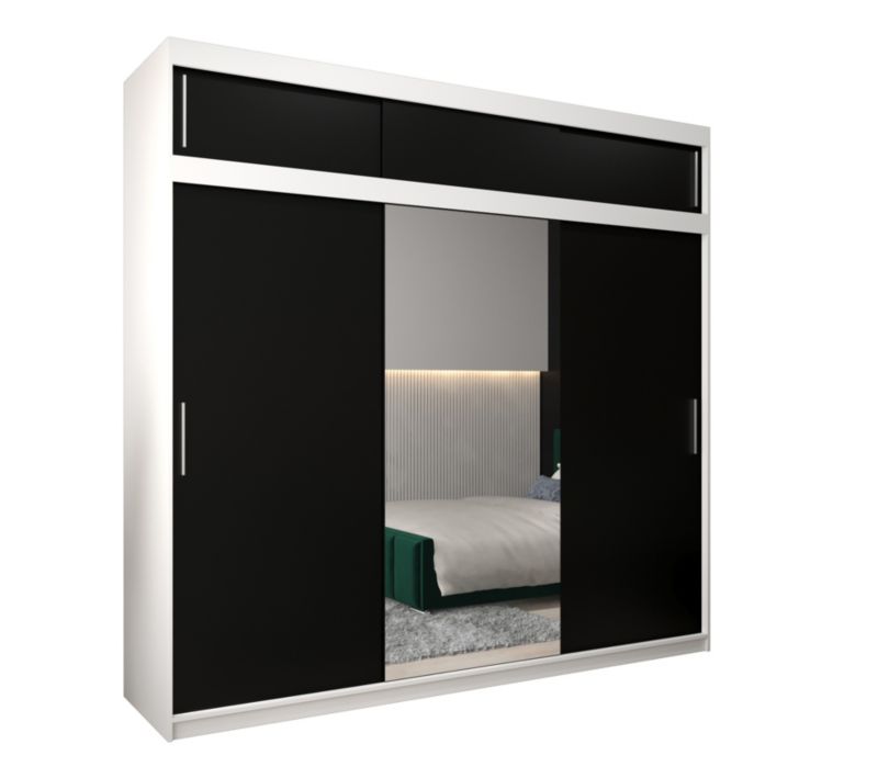 Szafa przesuwna Garderoba Abiks Tokyo 1 250 biały + czarny z nadstawką 1 szt.