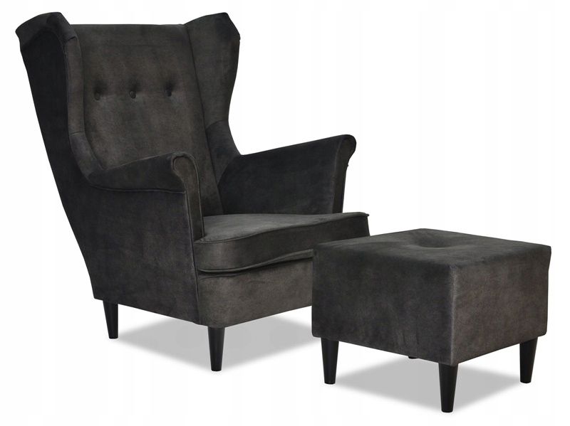 Fotel uszak do salonu z podnóżkiem Family Meble Diana ciemny 1szt