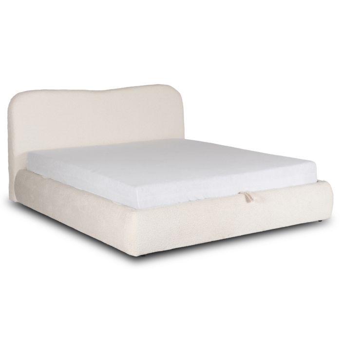 Łóżko Mebel Elite BRISTOL 160x200 Tapicerowane Podwójne Dwuosobowe Do Sypialni Kremowe 1 szt