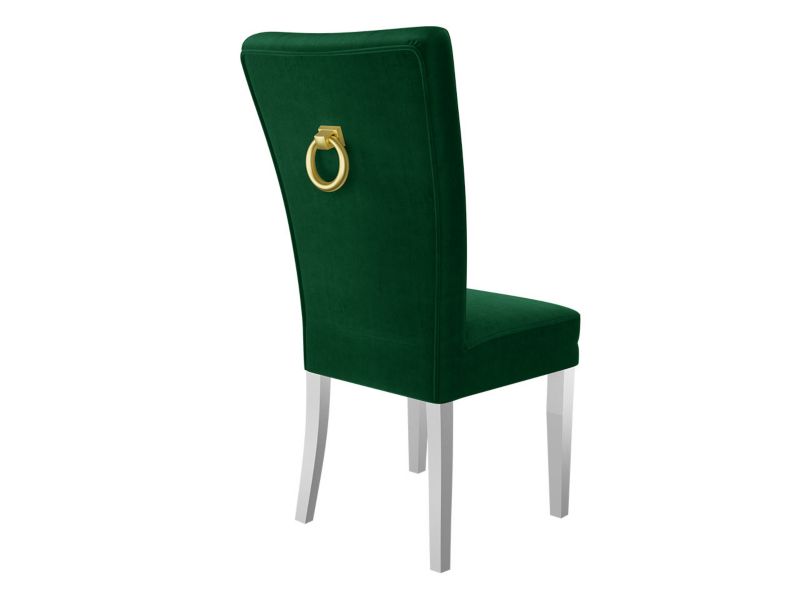 Krzesło MIRJAN 24 S67 biały półmat + butelkowa zieleń + kołatka złota 1 szt.