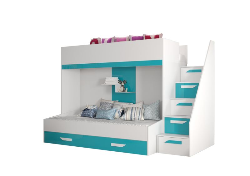 Łóżko piętrowe Antresola Abiks PARTY 16 biały + turkusowy 1 szt.