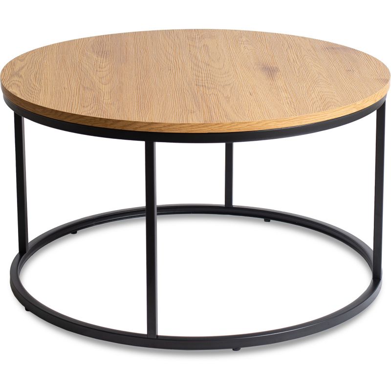 Stolik Mebel Elite LELLA MAX Kawowy Okrągły Loft Duży Ława Okrągła Dąb Złoty Czarny 1 szt