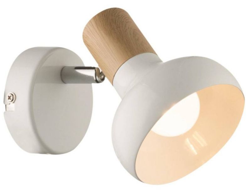 Kinkiet ścienny Candellux Puerto biały jasne drewno 1 x E14 x 40W IP20 wym: 14 x 10 x 16 cm - 1 szt.