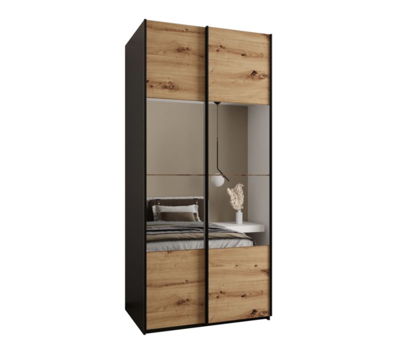 Szafa przesuwna Abiks LUX 4 wysoka szer.100cm czarny/artisan/czarny 1szt.