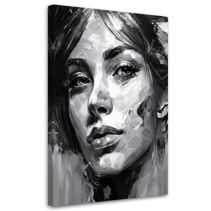 Obraz na płótnie Feeby Portret Kobiety Czarno Biały 80x120cm 1szt